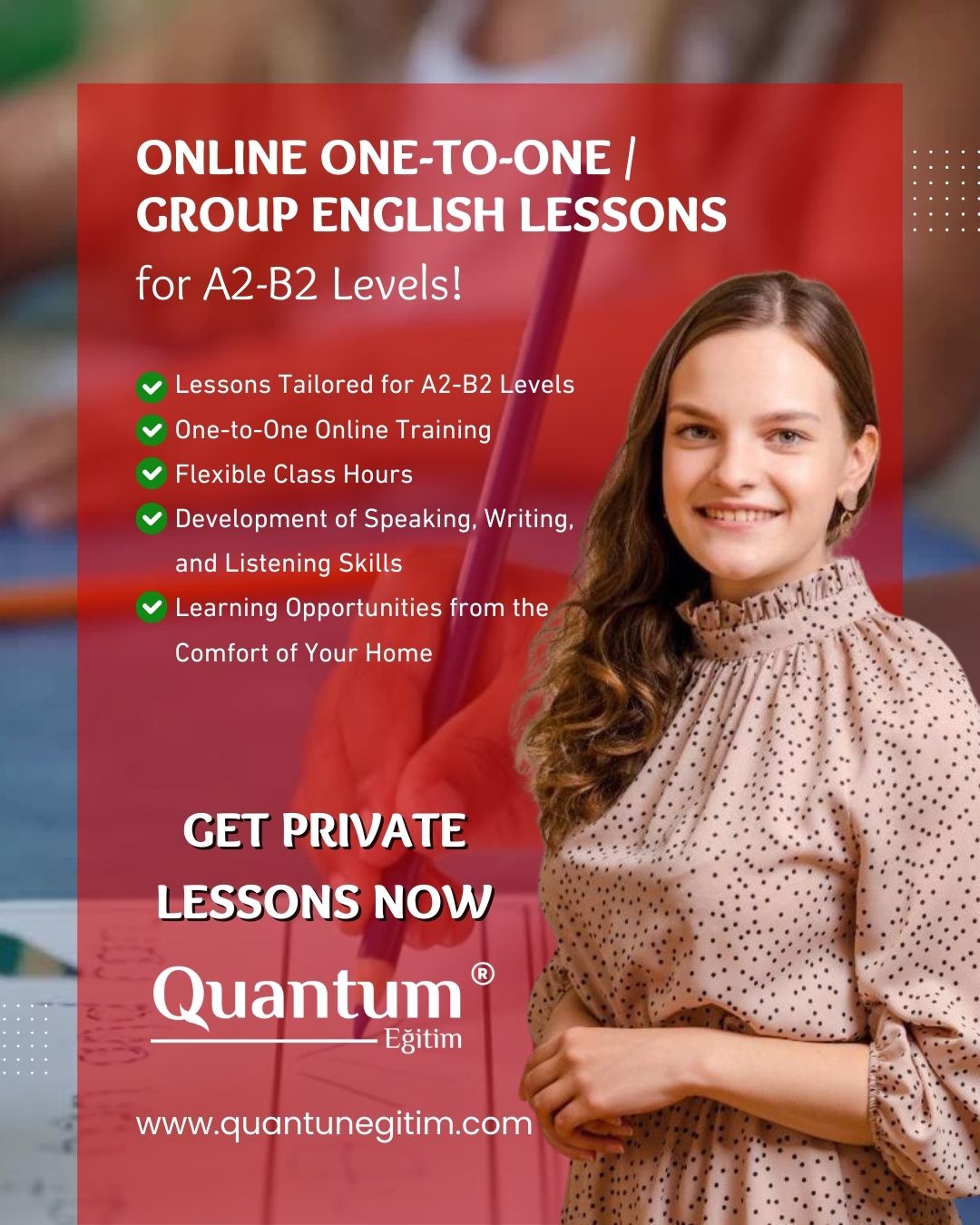 A2-B2 Seviyeleri İçin Online İngilizce Dersleri